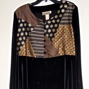 Canvasbacks women's fabric & velvet long sleeved stretch maxi dress size L